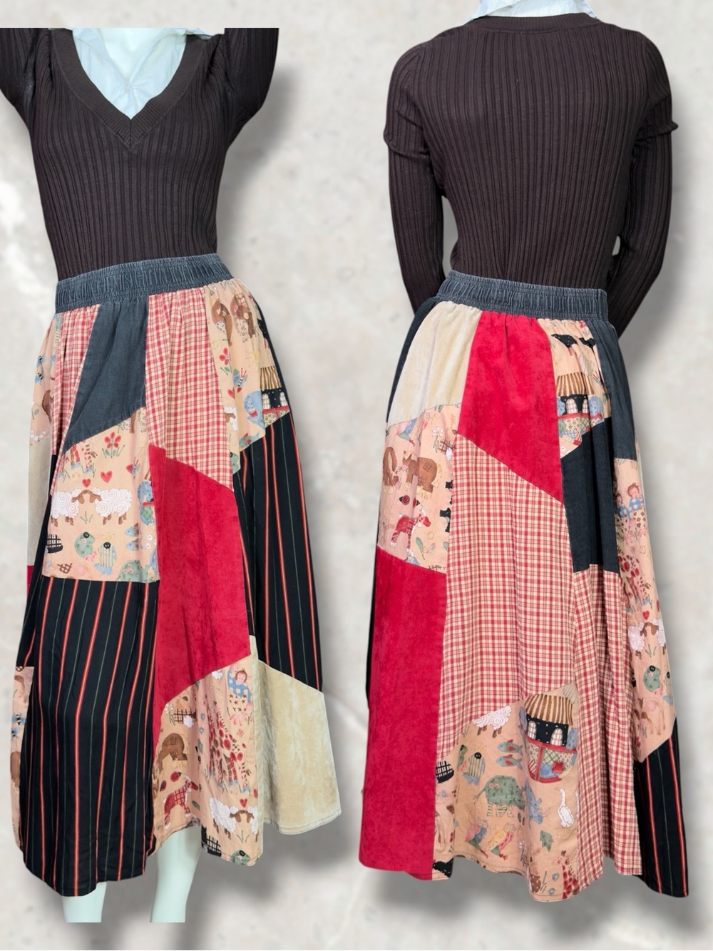 Vintage 70s Starfire patchwork maxi skirt